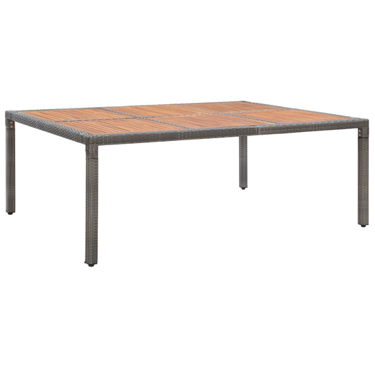 vidaXL Puutarhapöytä harmaa 200x150x74 cm polyrottinki ja akaasiapuu
