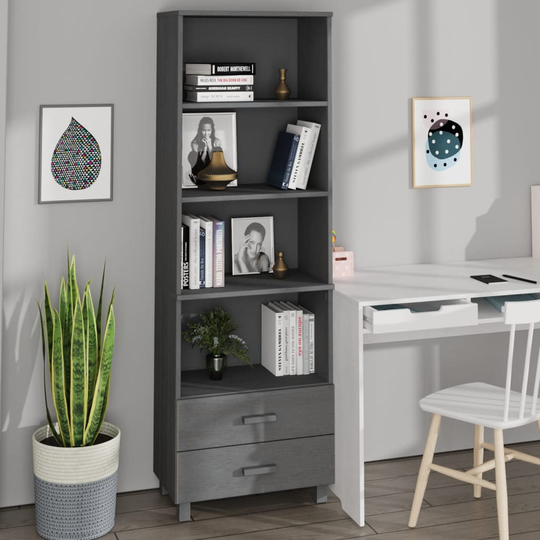 vidaXL Hylly tummanharmaa 60x35x180 cm täysi mänty