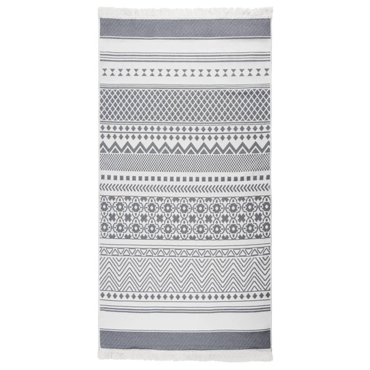 vidaXL Matto harmaa ja valkoinen 80x150 cm puuvilla