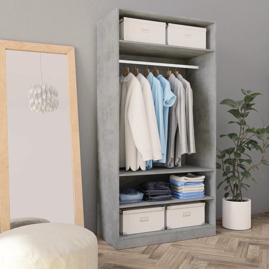 vidaXL Vaatekaappi betoninharmaa 100x50x200 cm lastulevy