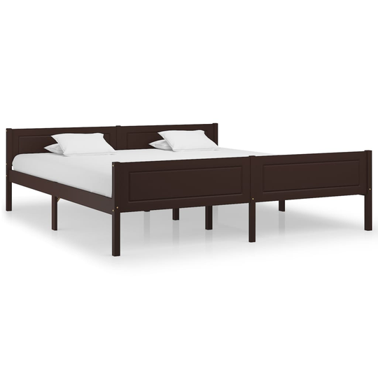 vidaXL Sängynrunko täysi mänty tummanruskea 180x200 cm
