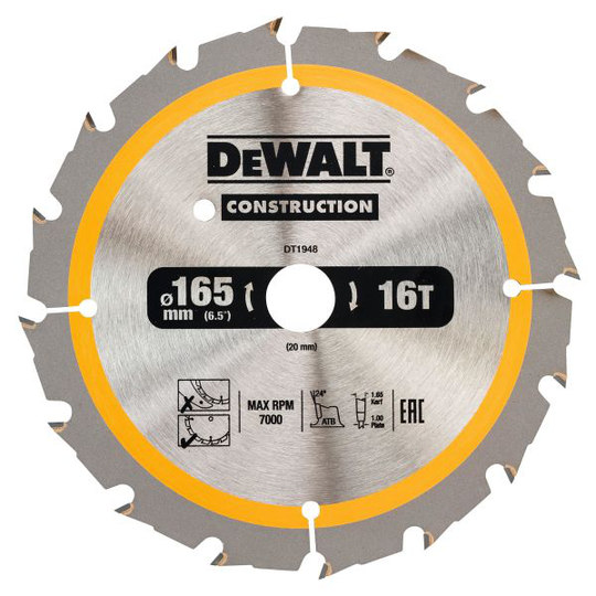 Dewalt DT1948-QZ Pyörösahanterä 165 x 20 mm, 24T