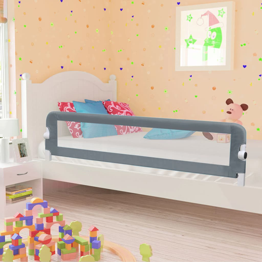 vidaXL Turvalaita sänkyyn polyesteri 180x42 cm harmaa