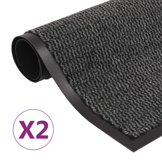 vidaXL Kuramatot 2 kpl suorakulmainen nukkapinta 60x90 cm antrasiitti