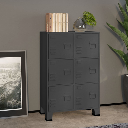 vidaXL Teollinen arkistokaappi antrasiitti 75x40x115 cm metalli