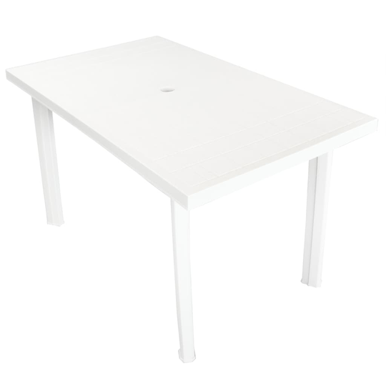 vidaXL Puutarhapöytä valkoinen 126x76x72 cm muovi