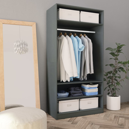 vidaXL Vaatekaappi harmaa 100x50x200 cm lastulevy