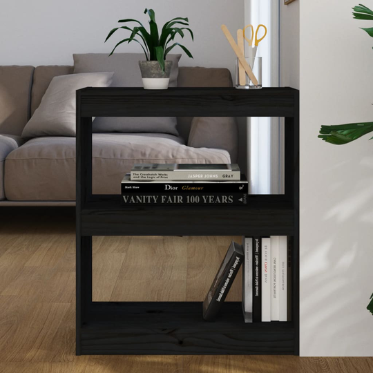 vidaXL Kirjahylly/tilanjakaja musta 60x30x71,5 cm täysi mänty