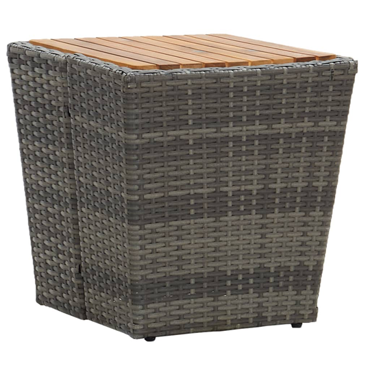 vidaXL Teepöytä harmaa 41,5x41,5x43cm polyrottinki ja täysi akaasiapuu