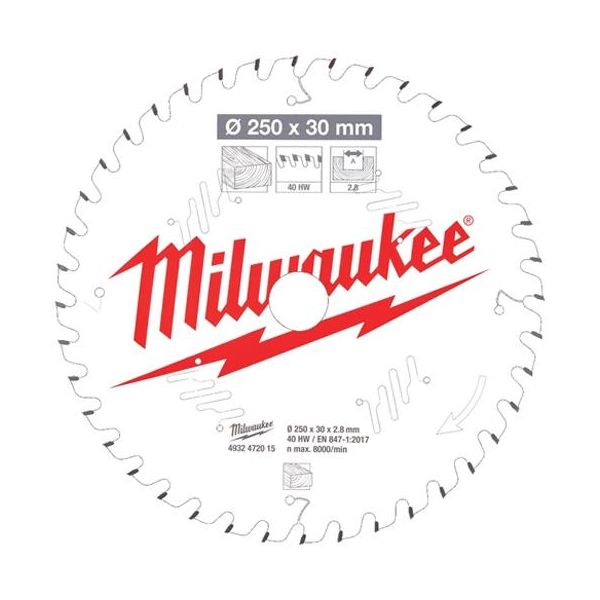 Milwaukee CSB MS W Sahanterä 250x2,8x30 mm, 40T