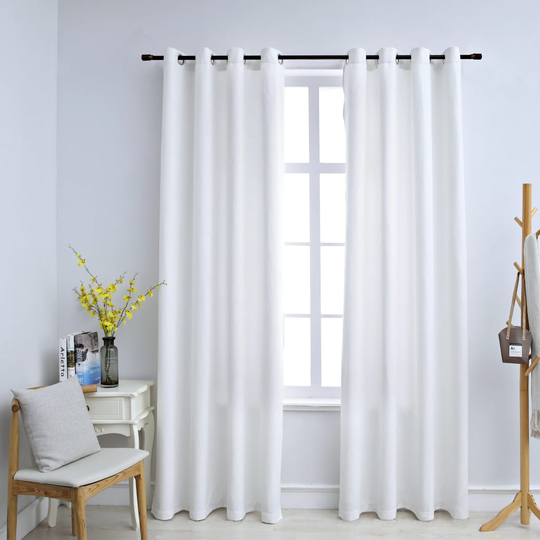 vidaXL Pimennysverhot metallirenkailla 2 kpl valkoinen 140x225 cm