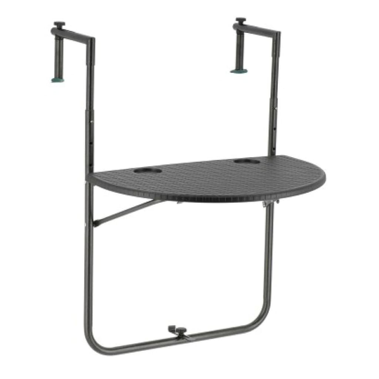Livin'outdoor 441601 Balcony Foldable Table Half Round Grey