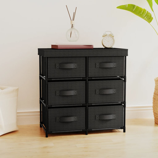 vidaXL Säilytyskaappi 6 laatikolla 55x29x55 cm musta teräs