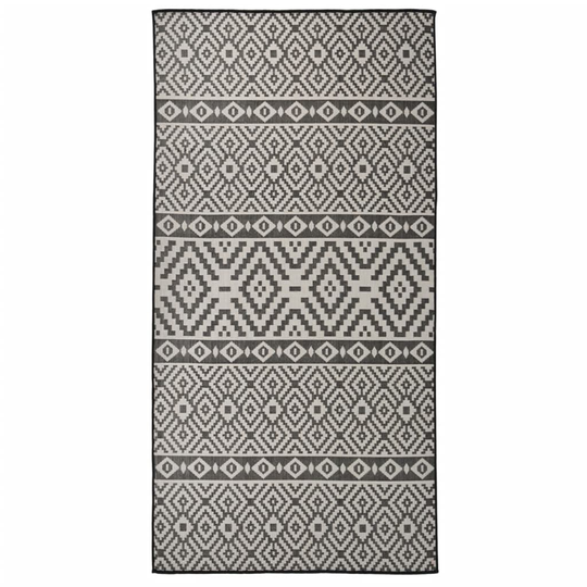 vidaXL Ulkomatto Flatweave 100x200 cm mustat raidat