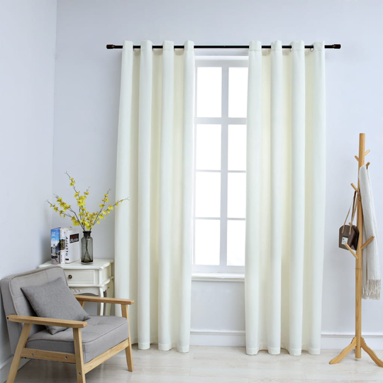 vidaXL Pimennysverhot renkailla 2 kpl sametti kerma 140x175 cm