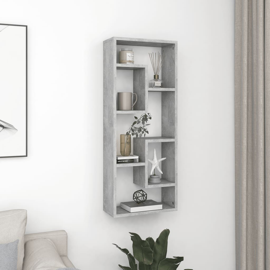 vidaXL Seinähylly betoninharmaa 36x16x90 cm lastulevy