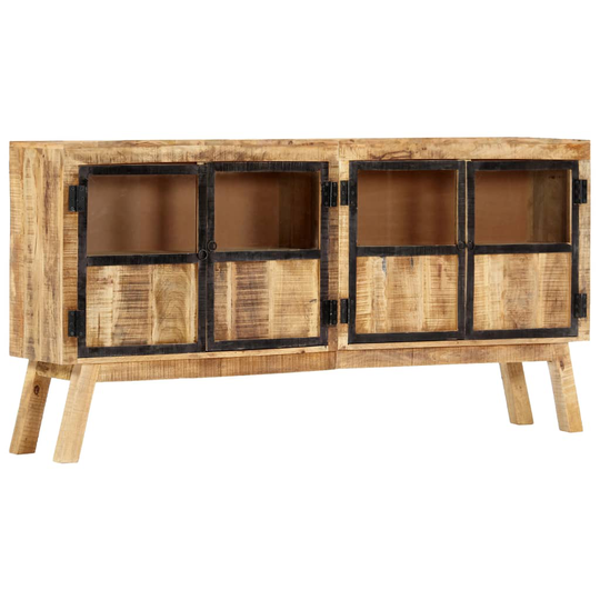 vidaXL Senkki ruskea ja musta 160x30x80 cm täysi karkea mangopuu