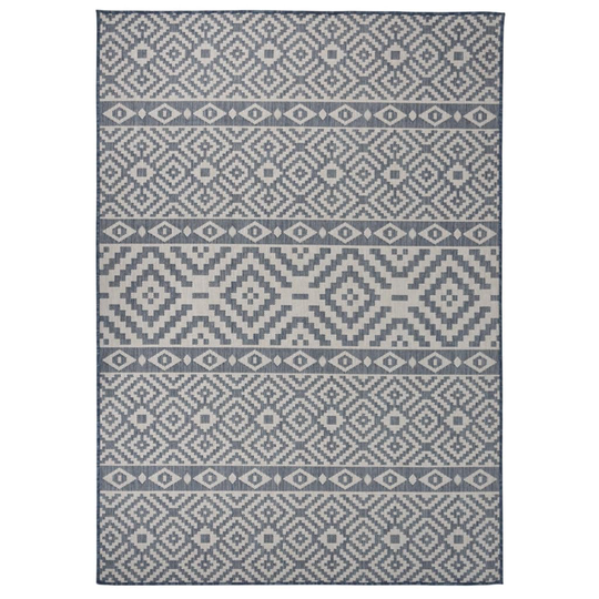 vidaXL Ulkomatto Flatweave 140x200 cm siniset raidat
