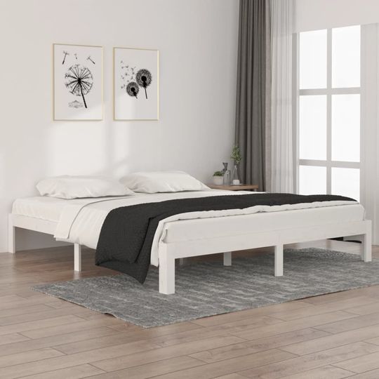 vidaXL Sängynrunko valkoinen täysi puu 180x200 cm 6FT Super King