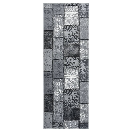 vidaXL Käytävämatto BCF harmaa laatikkokuviolla 80x150 cm
