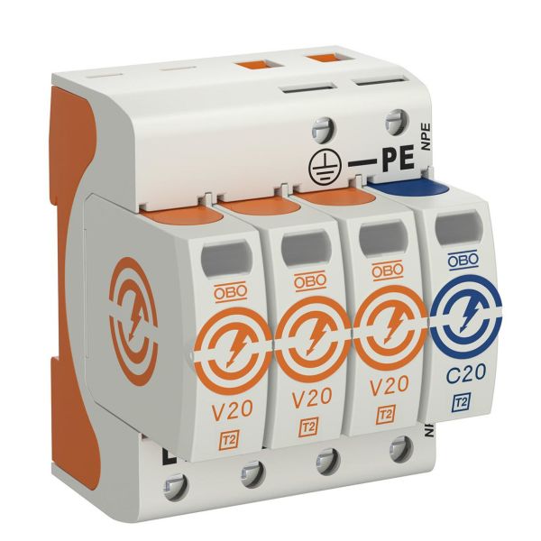 Obo Bettermann 5095253 Ylijännitesuoja tyyppi 2, 230 V, IP20 V20-3+NPE-280