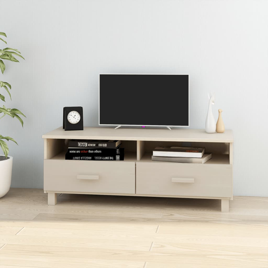 vidaXL TV-taso hunajanruskea 106x40x40 cm täysi mänty