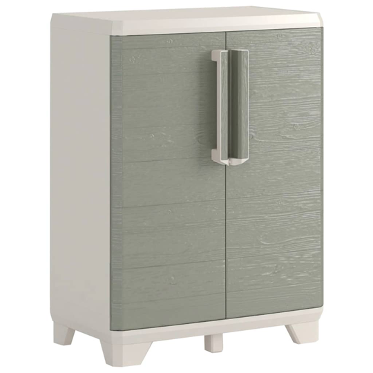 Keter Ulkovarastokaappi Wood Grain kerma ja ruskeanharmaa 97 cm