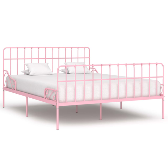 vidaXL Sängynrunko sälepohjalla pinkki metalli 200x200 cm