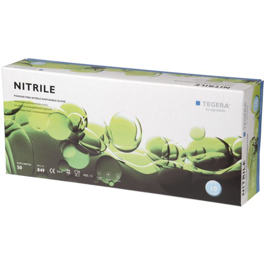 Tegera 849 Kertakäyttökäsine Musta nitriili, Puuteriton Koko 9, 50-kpl.