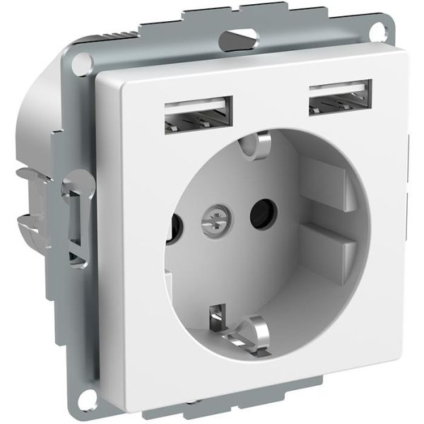 Schneider Electric Exxact WDE002179 Seinäpistorasia maadoitettu, 2-osainen, USB:llä, valkoinen
