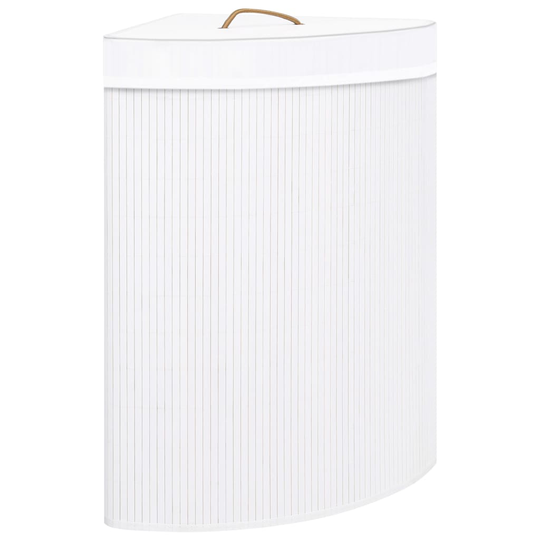vidaXL Bambu kulmapyykkikori valkoinen 60 l