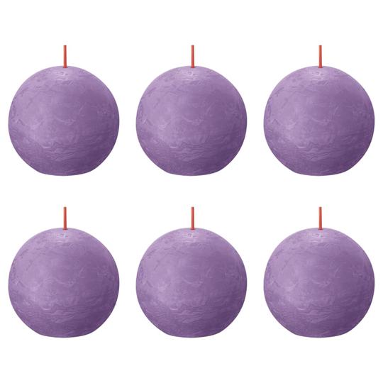 Bolsius Pallokynttilät Shine 6 kpl rustiikkinen 76x190 mm violetti