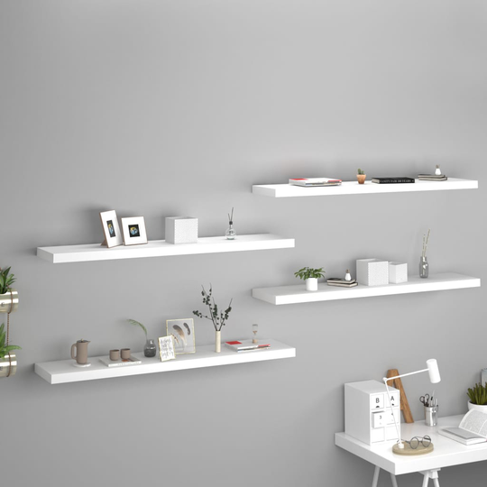 vidaXL Kelluvat seinähyllyt 4 kpl valkoinen 120x23,5x3,8 cm MDF