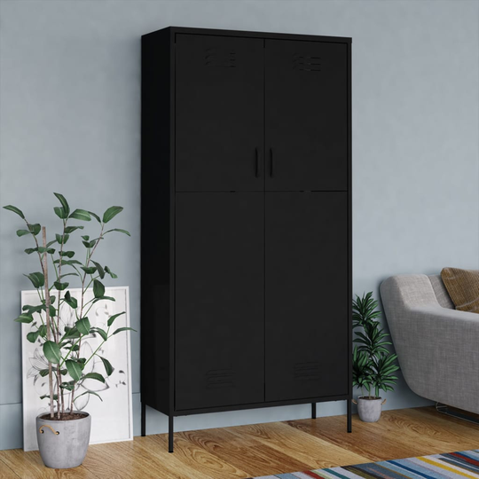 vidaXL Vaatekaappi musta 90x50x180 cm teräs