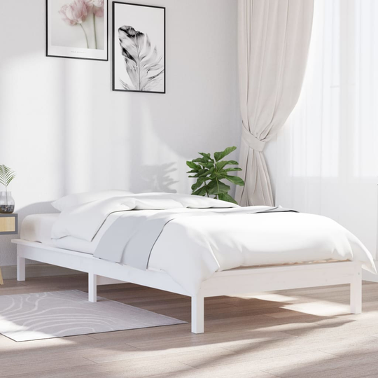 vidaXL Sängynrunko valkoinen 75x190 cm täysi mänty 2FT6 Small Single