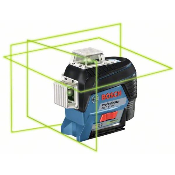 Bosch GLL 3-80 CG Ristilaser vihreä, sis. L-BOXX-laukun, ilman akkuja ja laturia