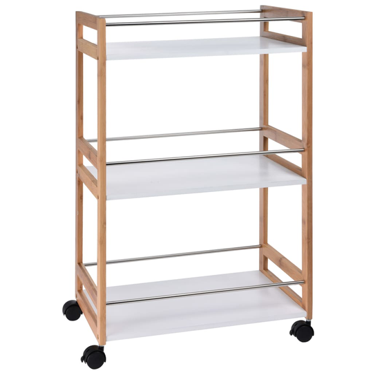 Excellent Houseware Tarjoiluvaunu 51x30x80 cm bambu beige ja valkoinen