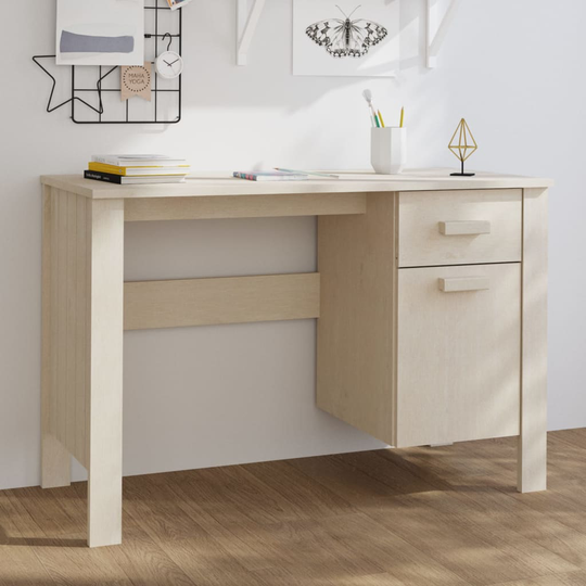 vidaXL Työpöytä hunajanruskea 113x50x75 cm täysi mänty