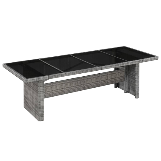 vidaXL Puutarhapöytä 240x90x74 cm polyrottinki ja lasi