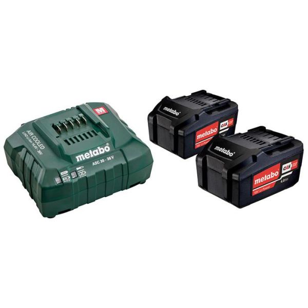 Metabo Bas-set Latauspaketti sis. 2 kpl 4,0 Ah:n akkuja ja laturin
