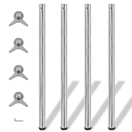 vidaXL 4 Korkeussäädettävää Pöydän Jalkaa Kromi 1100 mm