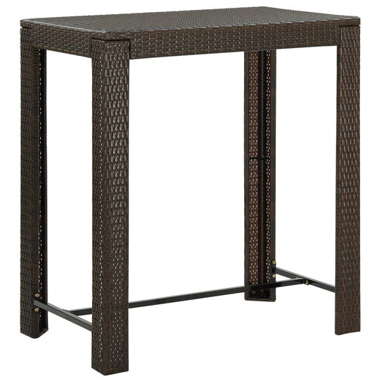 vidaXL Puutarhan baaripöytä ruskea 100x60,5x110,5 cm polyrottinki