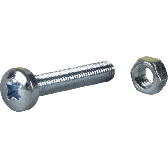 ESSVE 530002 Koneruuvi mutterilla, pyöristetty pää, FZB M3 x 20 mm, 15 kpl/pakkaus