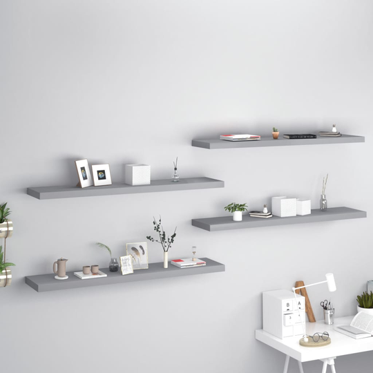 vidaXL Kelluvat seinähyllyt 4 kpl harmaa 120x23,5x3,8 cm MDF