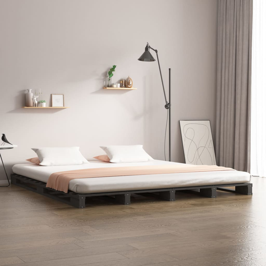 vidaXL Sängynrunko harmaa 120x200 cm täysi mänty