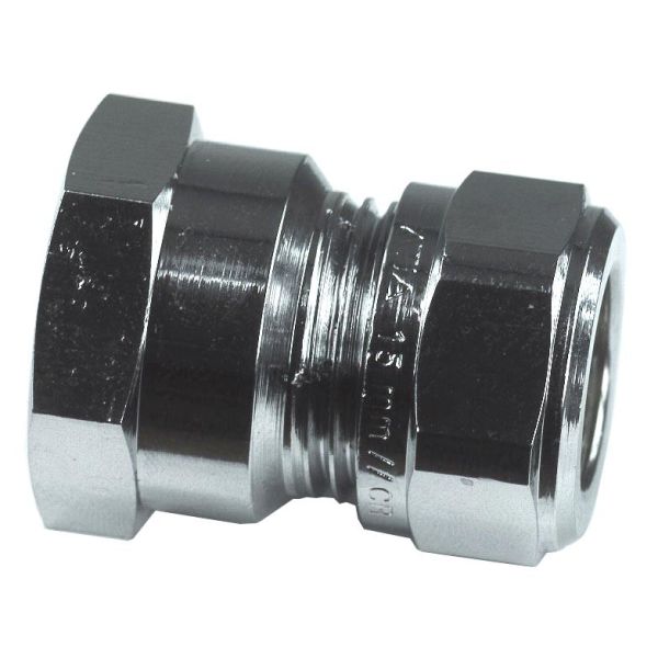 Gelia 3006117022 Kiristysrengasliitin suora, kupari, sisäkierre 12 x G15, kromi