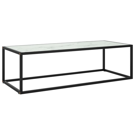 vidaXL Sohvapöytä musta valkoisella marmorilasilla 120x50x35 cm