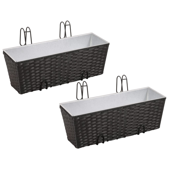 vidaXL Puolisuunnikas Parvekkeen Kukkaruukkusarja 50 cm 2 kpl Musta