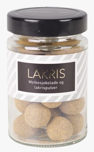 Lakris suklaalla ja lakritsijauheella ruskea
