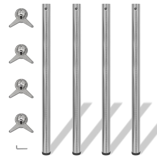 vidaXL 4 Korkeussäädettävää Pöydän Jalkaa Harjattu Nikkeli 1100 mm